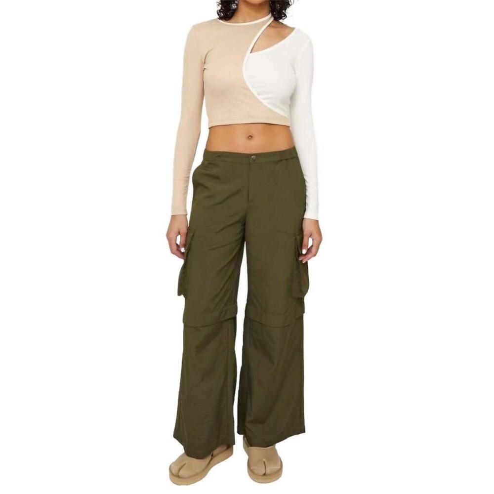 FIND ME NOW Theo Wide Leg Cargo Utility Pant in Olive Size S